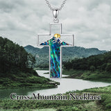 Sterling Silver Lapis Lazuli Abalone Shell Cross Mountains Necklace