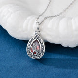 Sterling Silver Personalized Red Cubic Zirconia Butterfly Hummingbird Urn Necklace for Ashes