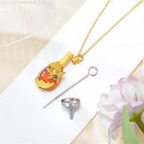 Sterling Silver Amber Bee Heart Urn Necklace for Ashes