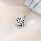 Sterling Silver Blue Crystal Tree of Life Father Daughter Mother Daughter Sister Pendant Necklace