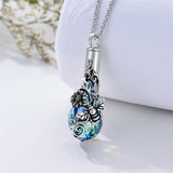 Sterling Silver  Teardrop Crystal Bee Urn Necklace For Ashes