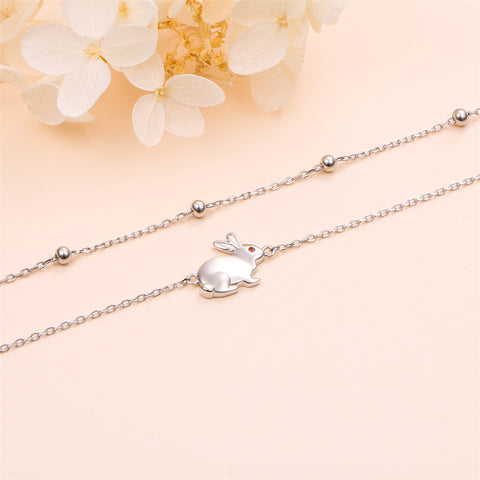 Sterling Silver Rabbit Multi-layered  Anklet