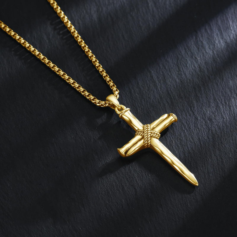 14K Gold Plated Cross Pendant Necklace Protection Jewelry Religious Gift