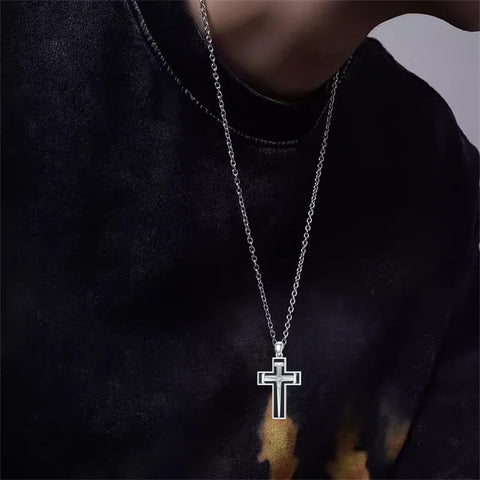 Sterling Silver 3 Nail Cross Pendant Necklace for Men