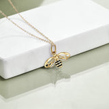 14K Yellow Gold Honey Bee Pendant Necklace