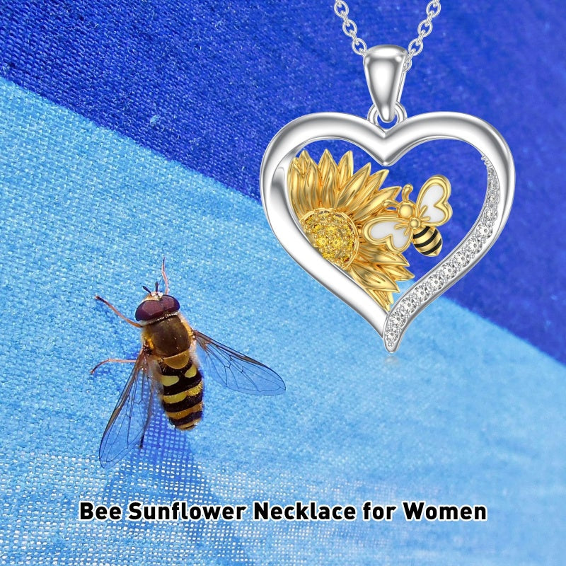 Sterling Silver Heart Bee Dragonfly Butterfly Hummingbird Sunflower Animal Pendant Necklace  Gifts for Christmas