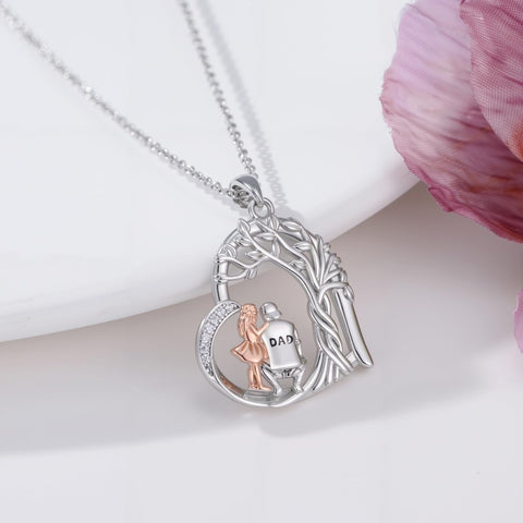 Sterling Silver Tree of Life Father Daughter Sister Pendant Necklace for Women Christmas Gift