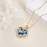 14K Gold Plated Heart Crystal Rose Mom  Sister Daughter Pendant Necklace for Woman
