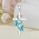 Sterling Silver  Hummingbird Blue Jay Dragonfly Butterfly Cross Necklace Engraved with I Love You Forever