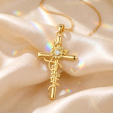 14K Gold Plated Faith Cross Pendant Necklace Religious Gifts for Women