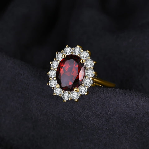14K Yellow Gold Plated Birthstone Halo Engagement Rings for Women