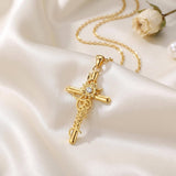 14K Gold Plated Faith Cross Pendant Necklace Religious Gifts for Women