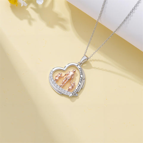 Sterling Silver Mother Daughter Father Daughter Sister Pendant Necklace Family Jewelry for Christmas Mother's Day