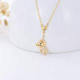 14K Yellow Gold Bear Pendant Necklace