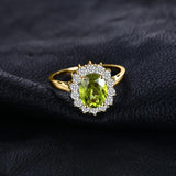 14K Yellow Gold Plated Birthstone Halo Engagement Rings for Women