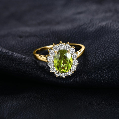14K Yellow Gold Plated Birthstone Halo Engagement Rings for Women