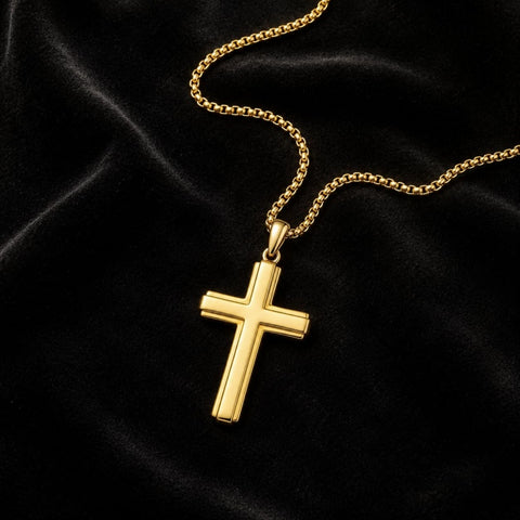 Cross Pendant Necklace  14K Gold Plated Christian Faith Jewelry