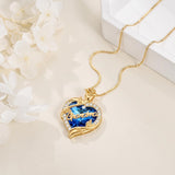 14K Gold Plated Heart Crystal Rose Mom  Sister Daughter Pendant Necklace for Woman