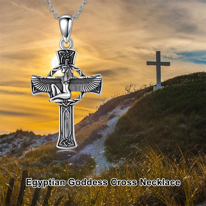 Sterling Silver Medusa Goddess Hand & Heart Ma’at Goddess Nefertiti Goddess Religious Pendant Necklace