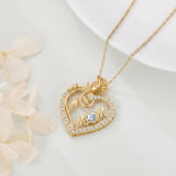 14K Gold Plated Heart Birthstone Rose Mom Butterfly Pendant Necklace for Women