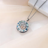 Sterling Silver Blue Crystal Tree of Life Father Daughter Mother Daughter Sister Pendant Necklace