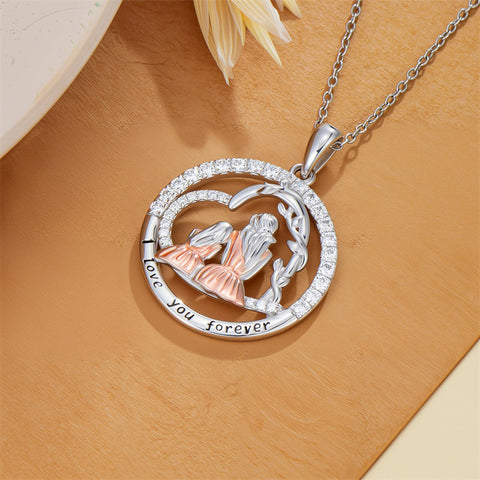Sterling Silver Mother Daughter Father Daughter Sister Pendant Necklace Family Jewelry for Christmas Mother's Day