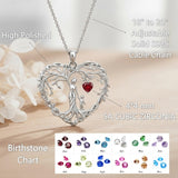 Sterling Silver Heart Pendant Birthstone Tree of Life Mother Child Family Necklace