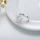 Sterling Silver Personalized Engraved Moissanite Engagement Wedding Anniversary Ring