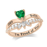 Copper Sterling Silver Personalized Birthstone High School College Class Ring Graduation Memorial Rings Gifts for Her