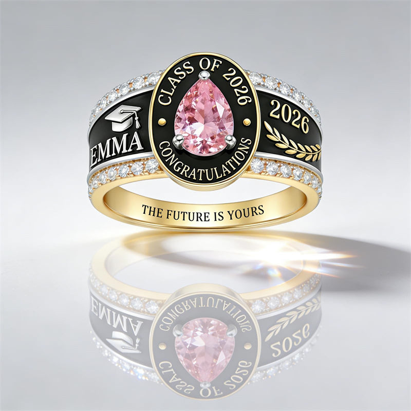 Sterling Silver Personalized Birthstone Class Ring Graduation Gifts for Women