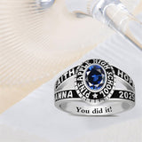 Sterling Silver Personalized Engraved& Birthstone Class Ring Graduation Ring