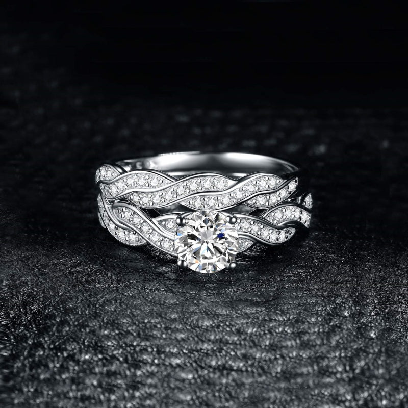 14K Gold Plated  1.5CT Cubic Zirconia  Wedding Bands Engagement Rings Promise Rings for Her