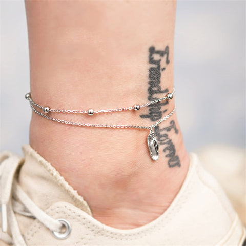 Sterling Silver Multi-layered Animal Anklet