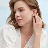 Sterling Silver Russian Eastern Orthodox Cross Pendant Necklace