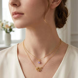 14K Gold Birthstone Birth Flower  Pendant Necklace Birthday Jewelry Gifts for Women