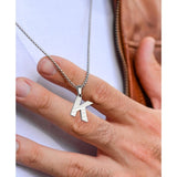 14K Gold Plated American Flag Initial Pendant Necklace for Men