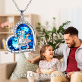 Father Daughter Necklace Crystal Heart Pendent Necklace Birthday Christmas Jewelry Gifts From Dad for Girls Daughter