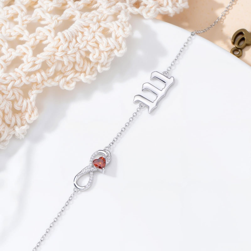 Sterling Silver Infinity Angel Number 111 333 444  777 Bracelet Gifts for Christmas Birthday