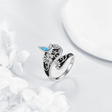 S925 Sterling Silver Turquoise Dragonfly/Highland Cow Spoon Ring Oxidized Wrap Ring  Gifts for Women Girls