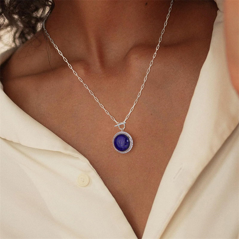 Sterling SilverTurquoise Red Coral Lapis Lazuli Malachite Paperclip Chain Necklace