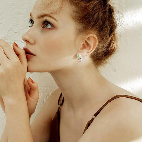 Sterling Silver Abalone Shell Mountain Cat Dog Fox Dragonfly Hummingbird Earring