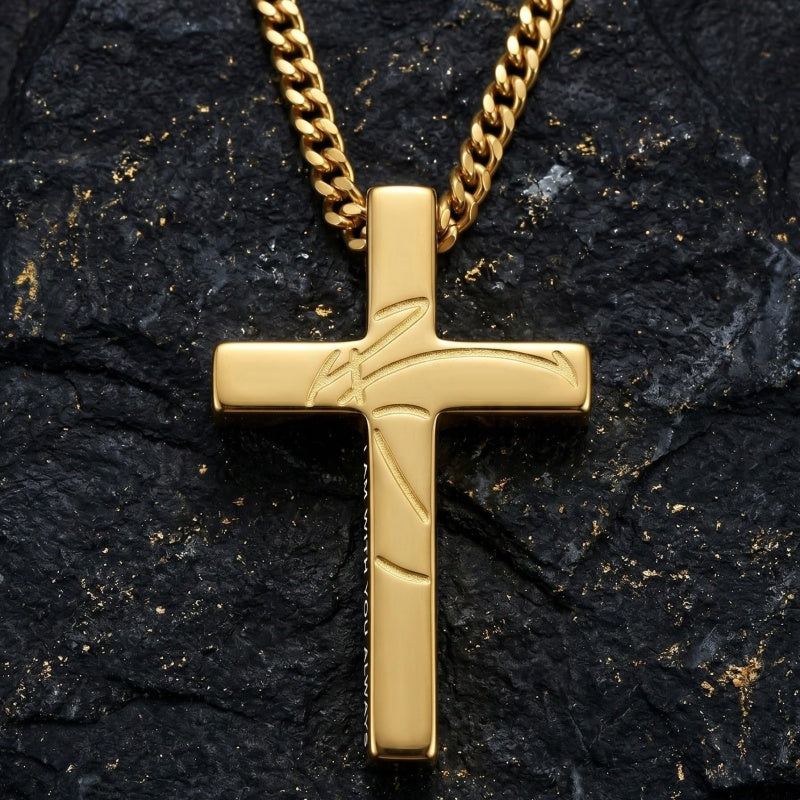 14K Gold Plated Soccer Football Basketball Baseball Cross  with Bible Verses Religious Pendant Necklace for Men