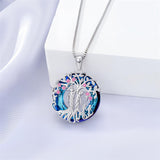 Sterling Silver Crystal Tree of Life Family Pendant Necklace for 1 to 5 Children