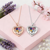 14K Gold Plated Personalized 1-5 Heart Birthstone Names Necklace  for Women