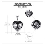 Witches Heart Pendant Necklace 925 Sterling Silver Gothic Jewelry Goth Halloween Gifts for Women