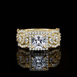 14K Gold Plated  1.5CT  Princess Cubic Zirconia Infinity Twist Engagement Rings  Anniversary Wedding Band Bridal Sets