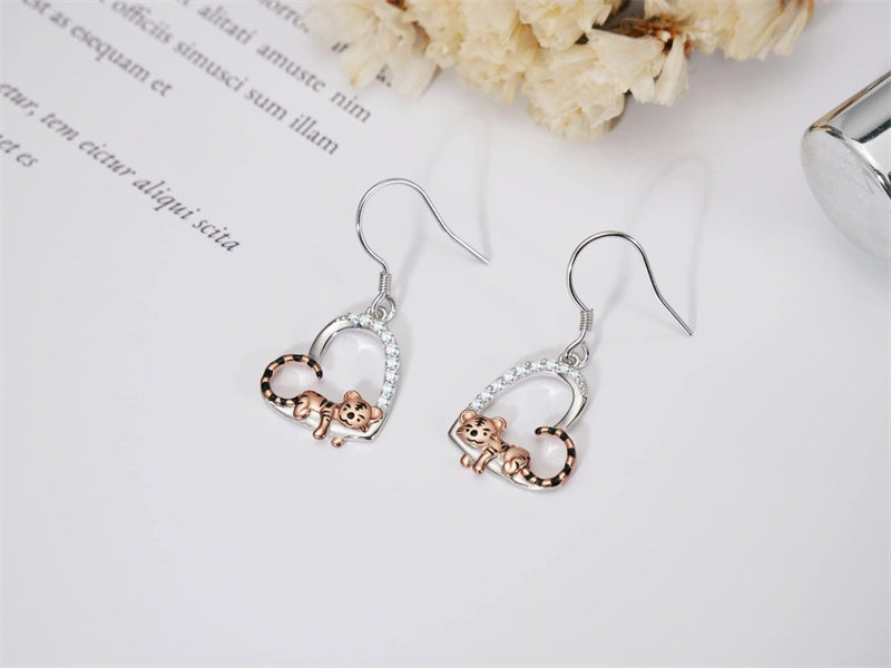 Sterling Silver Tiger Red Panda Elephant  Red Cardinal Dangle Earrings