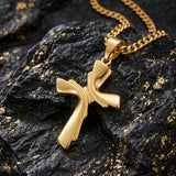 Cross Pendant Necklace for Men 14K Gold Plated Minimalist Christian Jewelry Religious Gift
