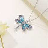 925 Sterling Silver Turquoise Dragonfly Pendant Necklace