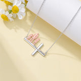Sterling Silver Cross Father Daughter Mother Daughter Sister Pendant Necklace Engraved with I Love You Forever